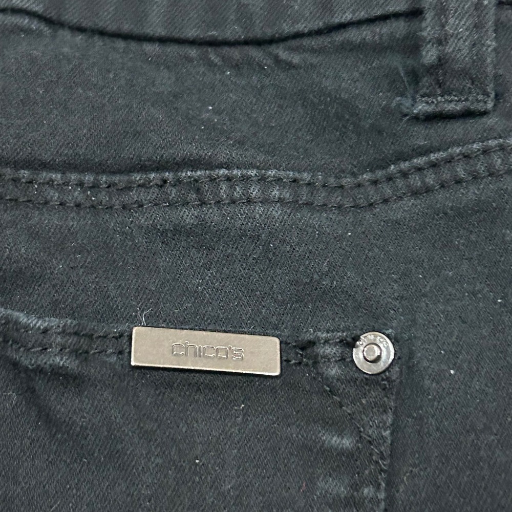 Chico's So Slimming Girlfriend Ankle Jeans 0.5 6R Black Stretch Denim 25" Inseam - Picture 9 of 9